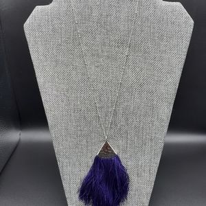 New! Bold Purple Tassel Statement Necklace